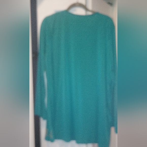 NWT Michael Kors Gold Stuffed V Neck blouse 2X Color Blue/Green - Picture 2 of 4